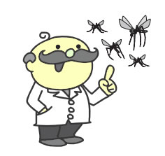 蚊と博士のイラスト